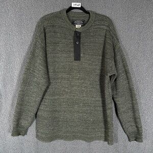 Pollen Sweaters Pure Washable 100% Wool Henley Sweater - Men's Size XL - Green